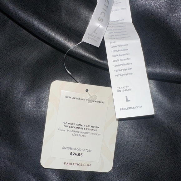 FABLETICS NWT Vegan Black Leather High-Waisted Mini Skirt Size L - Picture 7 of 7